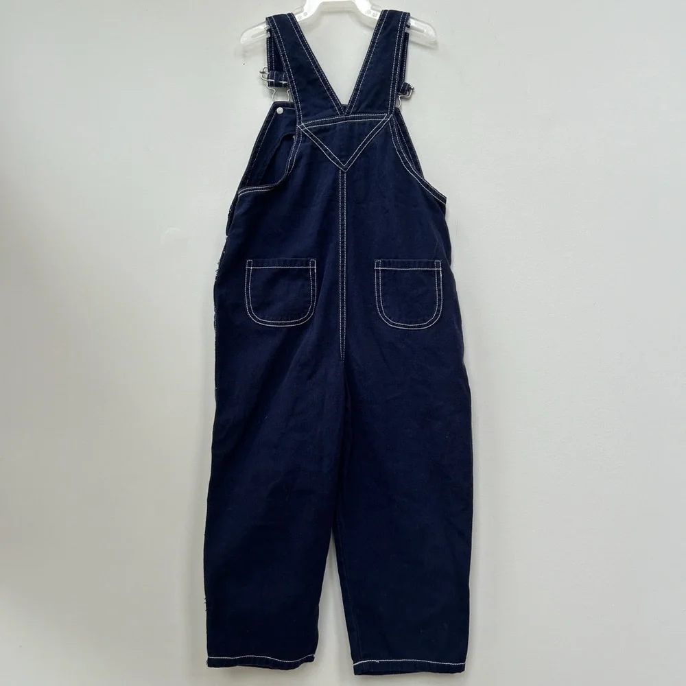 Vintage carters toddler boys Navy blue denim overalls white stitching #dungarees